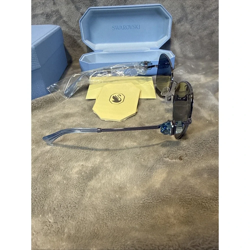 SWAROVSKI Women's SK7002 Butterfly Sunglasses Light Blue*NEW IN CASE*